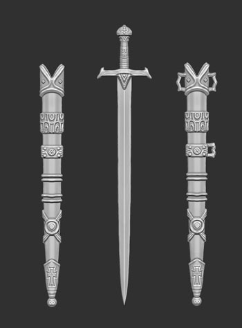 james olley concept artist, medieval long sword weapon crusader sculpt z brush